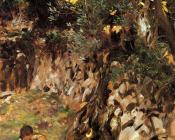 约翰辛格萨金特 - Girls Gathering Blossoms, Valdemosa, Majorca